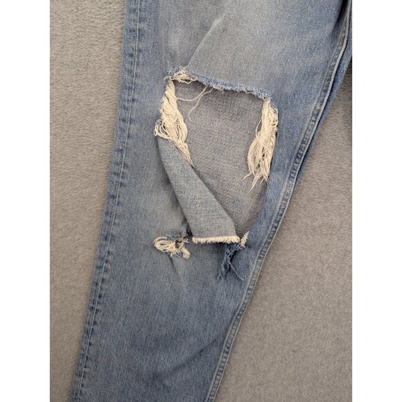 Abercrombie Fitch Jeans Womens SZ 10 High Rise '90s Straight Distressed Whiskers - Picture 4 of 16